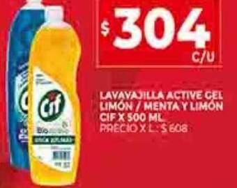 Supermercados DIA Lavavajilla active gel limón menta y limón cif oferta