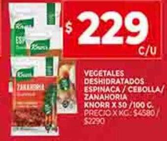 Supermercados DIA Vegetales deshidratados espinaca cebolla zanahoria knorr oferta