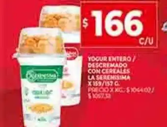 Supermercados DIA Yogur entero descremado con cereales la serenissima oferta