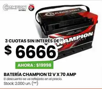 Punto Mayorista Bateria champion 12v x 70 amp oferta
