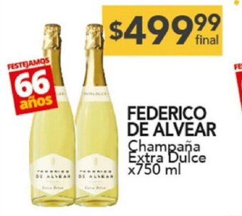 Nini Mayorista Federico de Alvear Champaña Extra Dulce x 750ml oferta