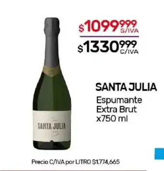 Nini Mayorista Santa Julia Espumante Extra Brut x750 ml oferta
