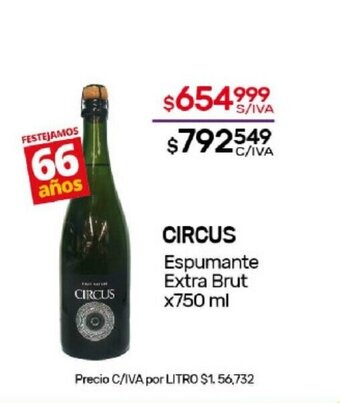 Nini Mayorista Circus Espumante Extra Brut x 750ml oferta