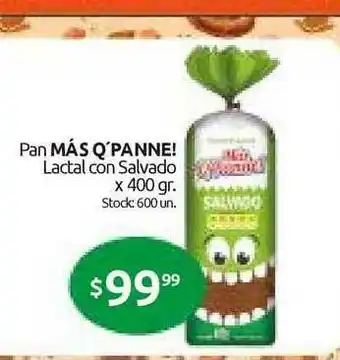 Cordiez Más Q'panne! Lactal Con Salvado Pan x 400gr oferta