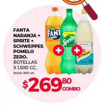Supermercados Tadicor Fanta Naranja + Sprite Schweppes Pomelo Zero x 1.500cc oferta