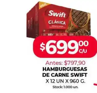 Supermercados Tadicor Swift Hamburguesas De Carne x 12un x 960g oferta