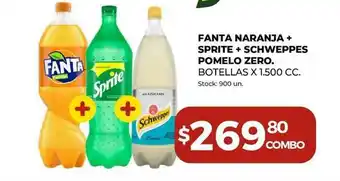 Super MAMI Fanta Naranja + Sprite + Schweppes Pomelo Zero x 1.500cc oferta