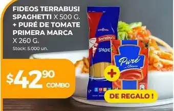 Super MAMI Terrabusi Spaghetti Fideos x 500g + Primera Marca Puré De Tomate x 260g oferta