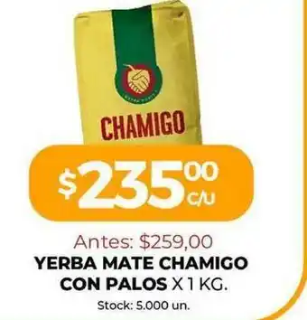 Super MAMI Chamigo Yerba Mate Con Palos x 1Kg oferta