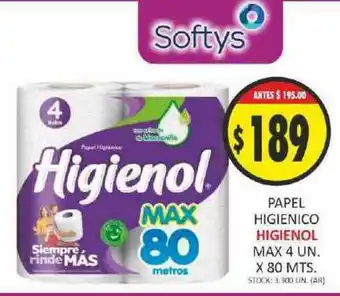 Supermercados Becerra Higienol Max Papel Higienico x 4un. x 80mts. oferta