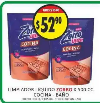 Supermercados Becerra Zorro Limpiador Liquido Cocina-Baño x 500cc oferta