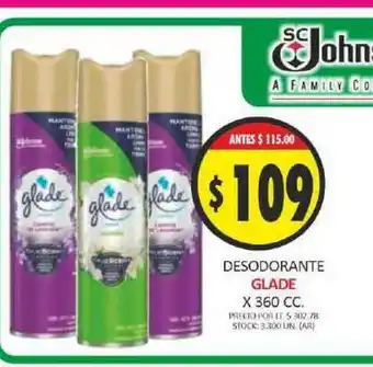 Supermercados Becerra Glade Desodorante x 360cc oferta
