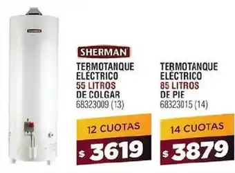 Bringeri Sherman Termotanque Eléctrico 55 Litros De Colgar, Termotanque Eléctrico 85 Litros De Pie oferta