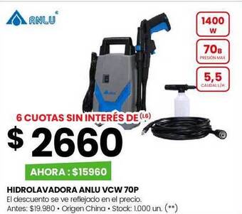 Changomas Hidrolavadora anlu vcw 70p oferta
