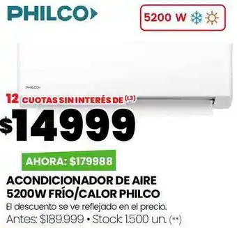 Changomas Acondicionador de aire 5200w frío-calor philco oferta