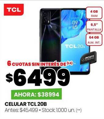Changomas Celular tcl 20b oferta