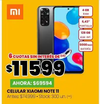 Changomas Celular xiaomi note 11 oferta