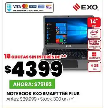 Changomas Notebook exo smart t56 plus oferta