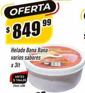Supermercados Comodin Helado bana bana varios sabores oferta