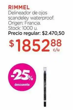 Farmacity Rimmel delineador de ojos scandeley waterproof -25% descuento oferta