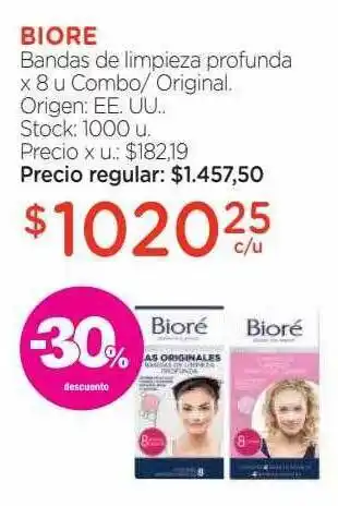 Farmacity Biore bandas de limpieza profunda -30% descuento oferta