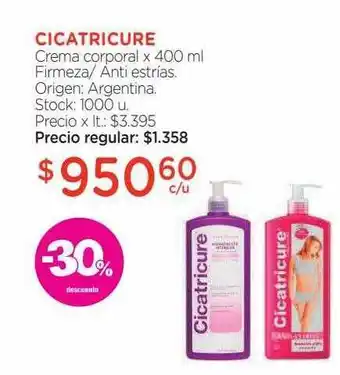 Farmacity Cicatricure crema corporal -30% descuento oferta