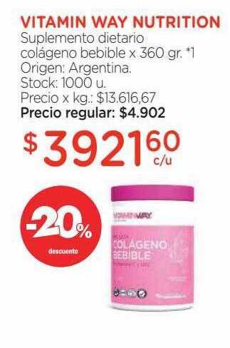 Vitamin way nutrition suplemento dietario colágeno bebible -20% descuento