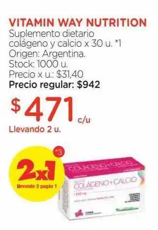 Farmacity Vitamin way nutrition suplemento dietario colágeno y calcio oferta