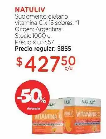 Farmacity Natuliv suplemento dietario vitamina c -50% descuento oferta