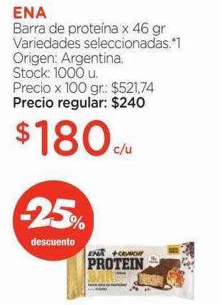 Farmacity Ena barra de proteina -25% descuento oferta