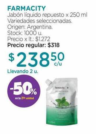 Farmacity Farmacity jabón líquido repuesto -50% en la 2da unidad oferta