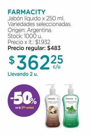Farmacity Farmacity jabón líquido -50% en la 2da unidad oferta