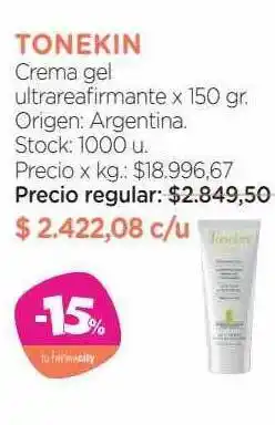 Farmacity Tonekin crema gel ultrareafirmante oferta