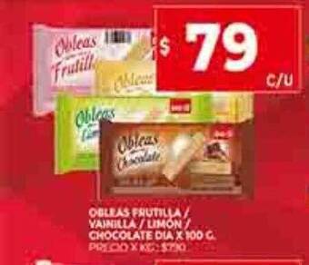 Supermercados DIA Obleas frutilla vainilla limón chocolate dia oferta