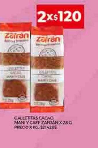 Supermercados DIA Galletitas cacao mani y cafe zafran oferta