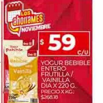 Supermercados DIA Yogur bebible entero frutilla vainilla dia oferta