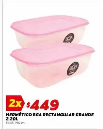 Hermético bga rectangular grande 2.20l