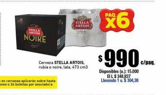Cooperativa Obrera Cerveza stella artois rubia o noire oferta