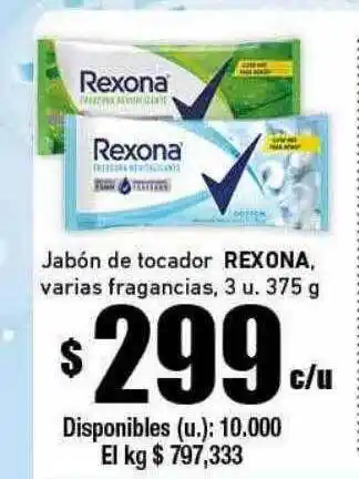 Cooperativa Obrera Jabón de tocador rexona varias fragancias oferta