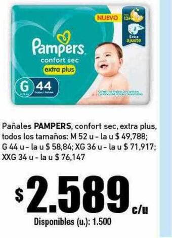 Cooperativa Obrera Pañales pampers confort sec extra plus oferta