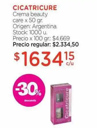 Farmacity Cicatricure crema beauty care -30% descuento oferta