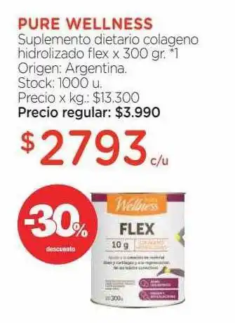 Farmacity Pure wellness suplemento dietario colageno hidrolizado flex -30% descuento oferta
