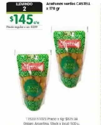 Aceitunas verdes castell 170g