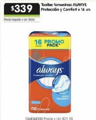 Jumbo Toallas femeninas always 16u oferta