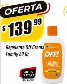 Supermercados Comodin Repelente off crema family oferta