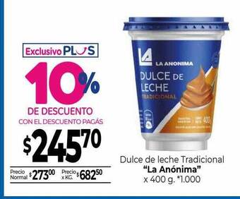 La Anonima Dulce de leche tradicional oferta