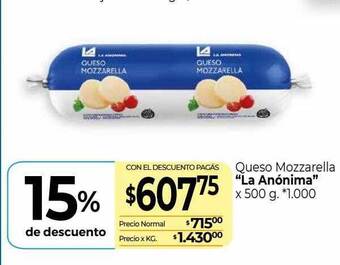 La Anonima Queso mozzarella oferta