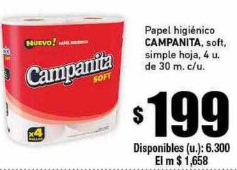 Cooperativa Obrera Papel higiénico campanita soft simple hoja oferta