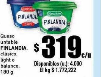 Cooperativa Obrera Queso untable finlandia clasico light o balance oferta