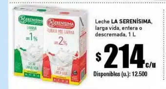 Cooperativa Obrera Leche la serenisima larga vida entera o descremada oferta